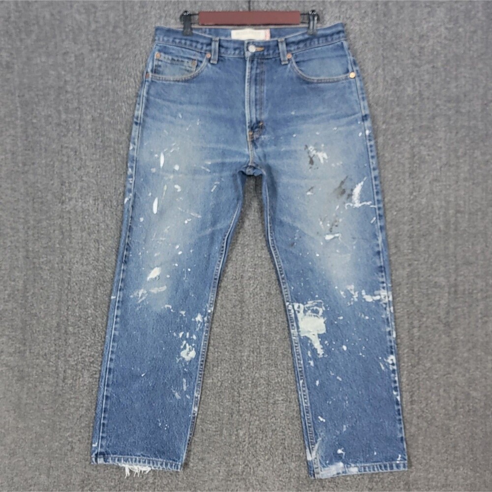 Vintage Levis 505 Jeans Mens 34x32* Blue Regular Fit Paint Splatter Workwear